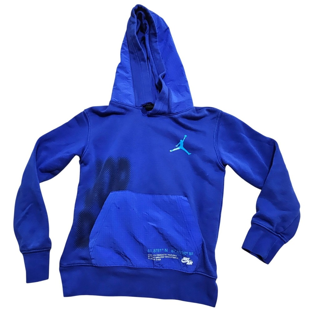 Jordan Boys‎ Blue Jumpman Fleece Hoodie Ripstop Accents Size S 8-10 Yrs *